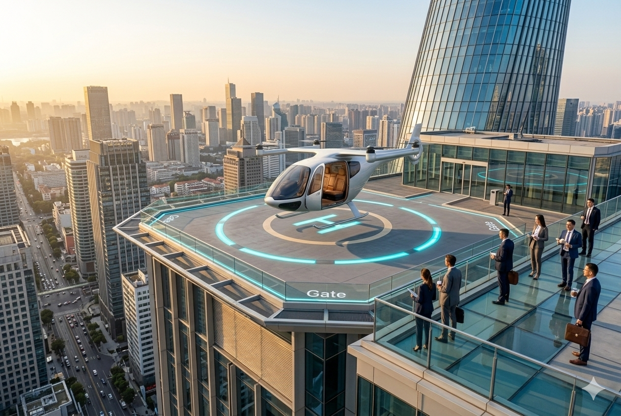 eVTOL air taxi rooftop landings — Owando routes